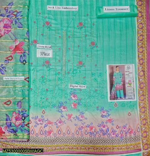 3 ps linen embroidery unstitched suit
