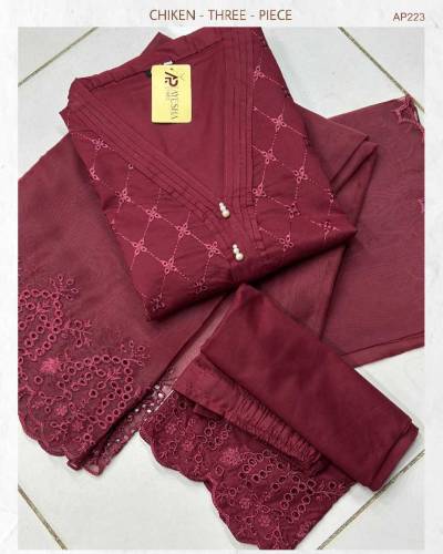Fancy Chickenkari Embroidered 3pc Dress