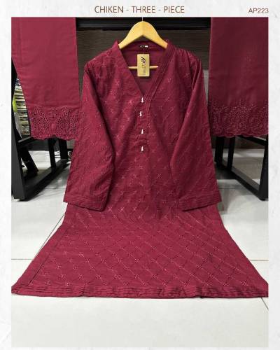 Fancy Chickenkari Embroidered 3pc Dress