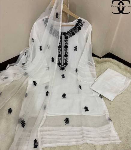 3pc chiffon embroidered suit