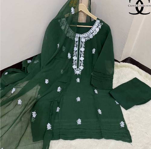 3pc chiffon embroidered suit