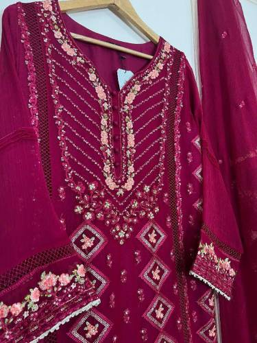 2pc shiffon Beautifull,fully emoridred+hand work, shiffon fabric