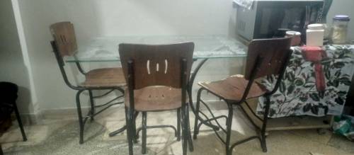 dining table with three chair sofa set five seater