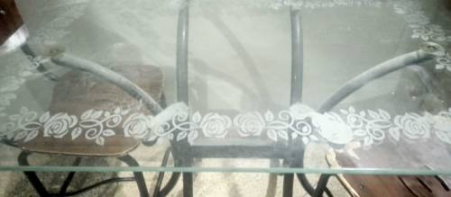 dining table with three chair sofa set five seater