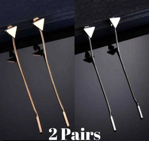 2 Pairs Of Triangle Tassels Earrings