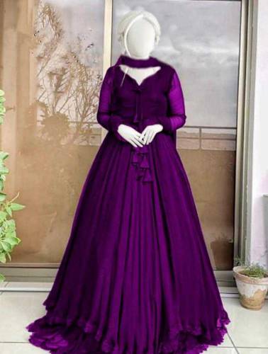 3 pcs women stitched chiffon plain maxi