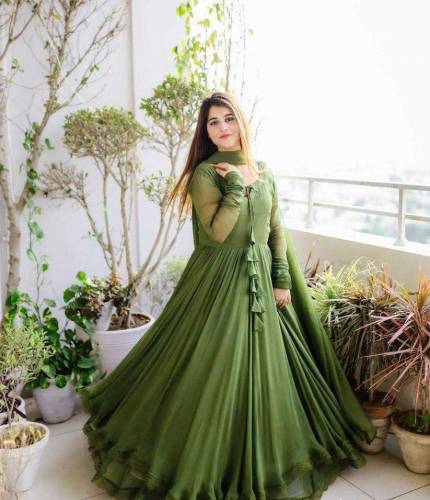 3 pcs women stitched chiffon plain maxi