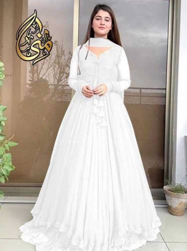 3 pcs women stitched chiffon plain maxi