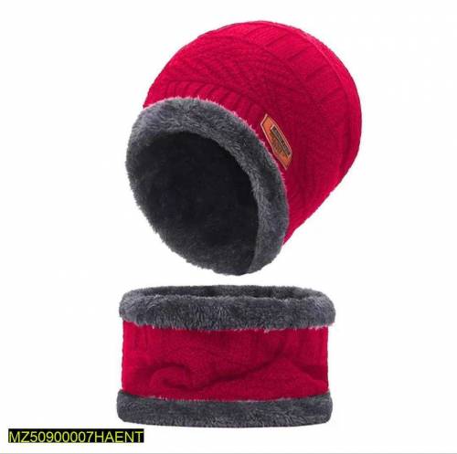   Unisex woolen Beanie And Neck wermer set 2in1