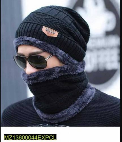 Beanie Wool Cap With Neck Warmer