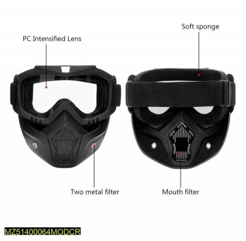 Material: TPU, Lens: PC•  Product Type: Sports Face Mask with Detachab