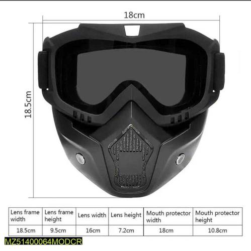 Material: TPU, Lens: PC•  Product Type: Sports Face Mask with Detachab