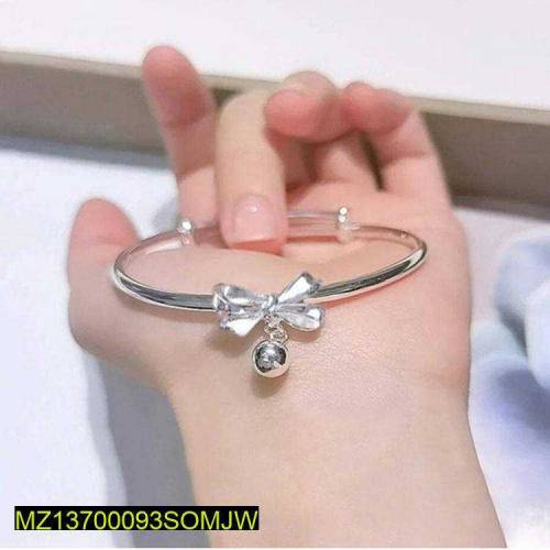 1 pc Alloy silver plated bow shape charm Kara bracelat