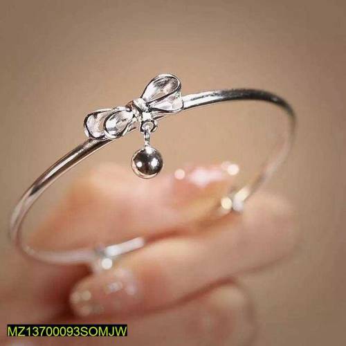 1 pc Alloy silver plated bow shape charm Kara bracelat