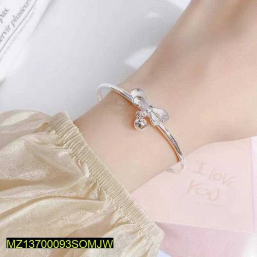 1 pc Alloy silver plated bow shape charm Kara bracelat