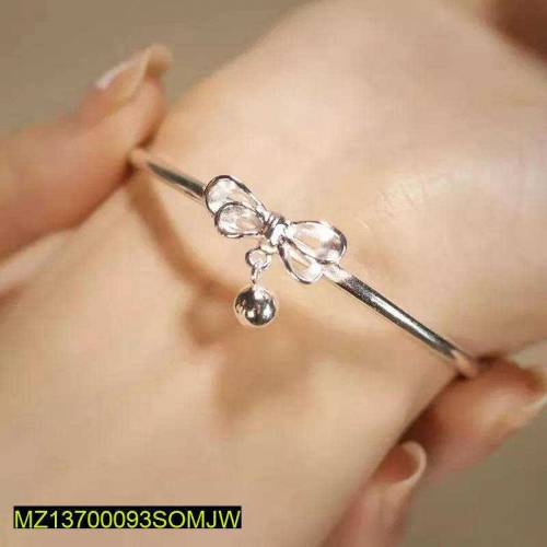 1 pc Alloy silver plated bow shape charm Kara bracelat