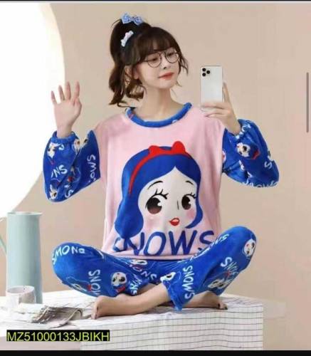 2 pcs woman's stitched cotton printed sleepware