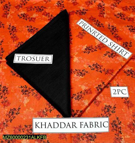 2 pcs women's unstitched khaddar printed suit 