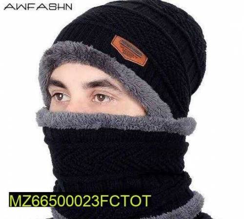 Beanie wool cap And Neck Warmer•