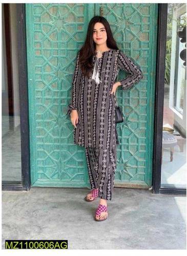 2 piece women stitched lawn chunri 