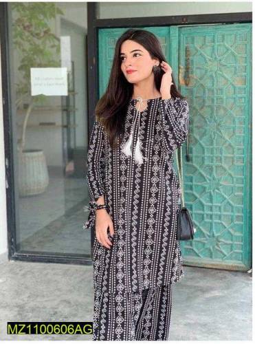 2 piece women stitched lawn chunri 
