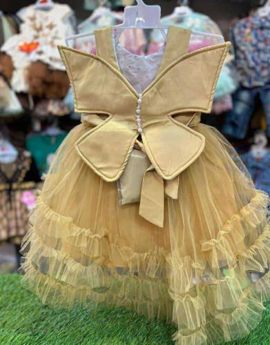 2 Pcs Girl's Stitched Net Frock Suit