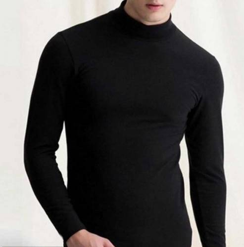 1pcs men's cotton plain high neck 