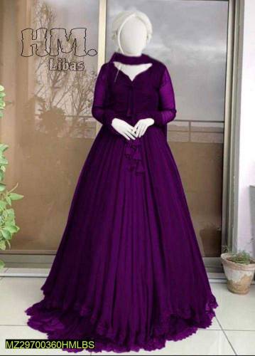 OFFER!! 3 Pcs Women's Stitched Chiffon Plain Maxi 