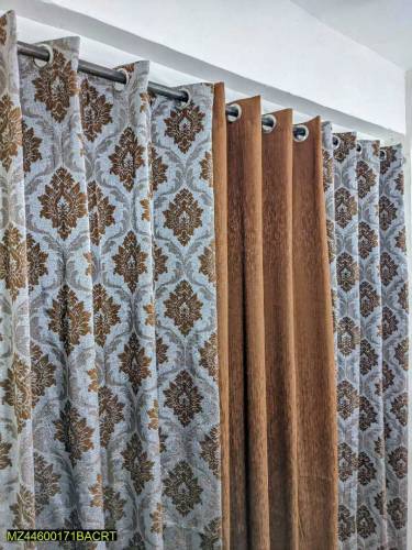 3 PCs leather printed curtain's set 