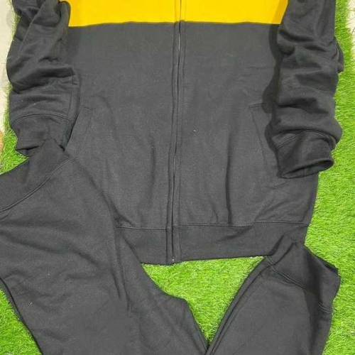 2 PC Men's Stitched Fleece Bomber Track Suit, Yellow & Black