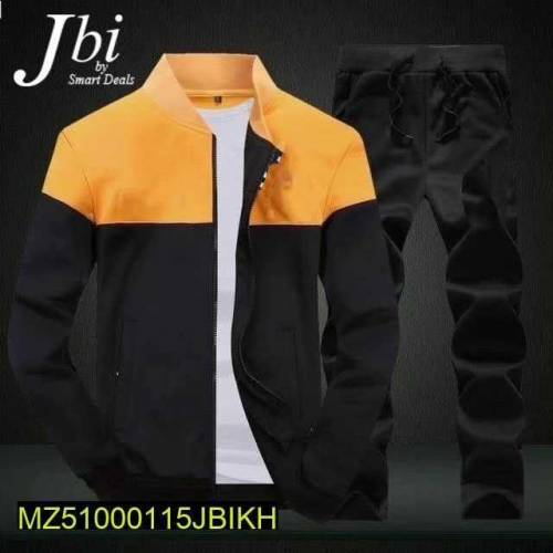 2 PC Men's Stitched Fleece Bomber Track Suit, Yellow & Black