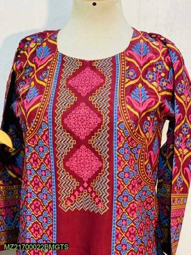 3D Block Print 2 Pcs Linen Suit 