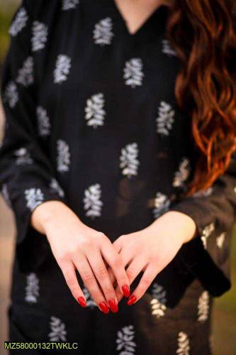 2 pcs women's stitch linen printed suit