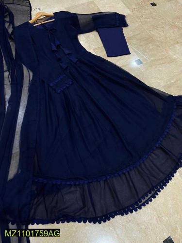 3 piece woman stiched chaifon plain suit