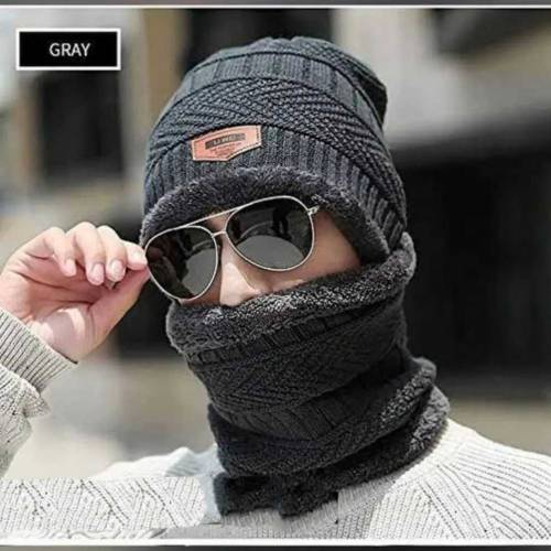 Beanie Wool Cap With Neck Warmer