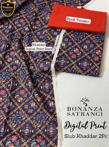 Khaadi and Bonanza Satrangi Slub Khad