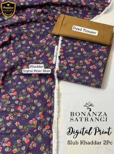 Khaadi and Bonanza Satrangi Slub Khad