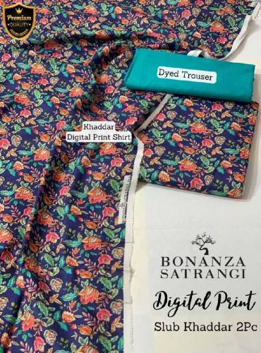 Khaadi and Bonanza Satrangi Slub Khad