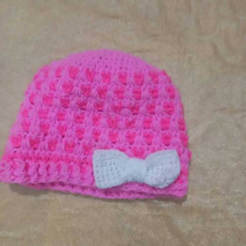 Handmade crochet bow beanie/winter hats for girls 😍