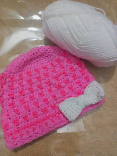 Handmade crochet bow beanie/winter hats for girls 😍