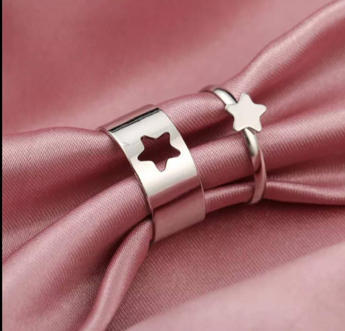 2 Pcs Trendy Couple Star Rings 