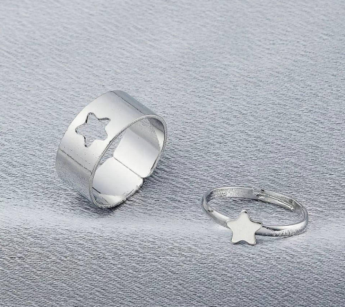 2 Pcs Trendy Couple Star Rings 