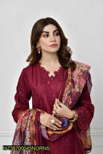 Norans 3pc peace lown suit heavy embroidery fancy long suit 