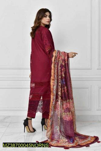 Norans 3pc peace lown suit heavy embroidery fancy long suit 