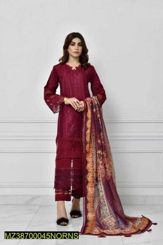 Norans 3pc peace lown suit heavy embroidery fancy long suit 