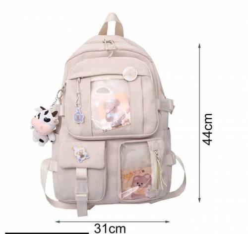 Kawaii Backpack for Girls School Bag Large Capacity Pins Accessories 