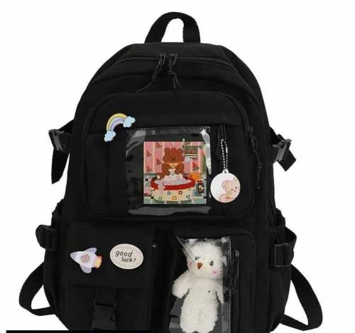 Kawaii Backpack for Girls School Bag Large Capacity Pins Accessories 