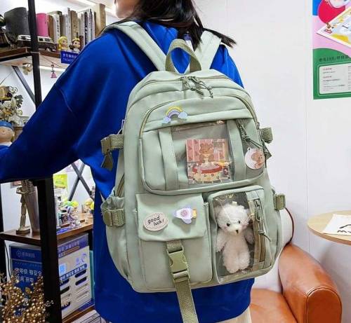 Kawaii Backpack for Girls School Bag Large Capacity Pins Accessories 