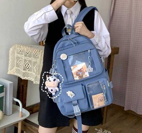 Kawaii Backpack for Girls School Bag Large Capacity Pins Accessories 