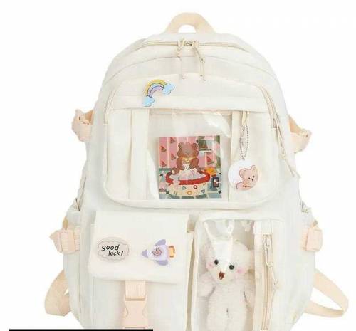 Kawaii Backpack for Girls School Bag Large Capacity Pins Accessories 